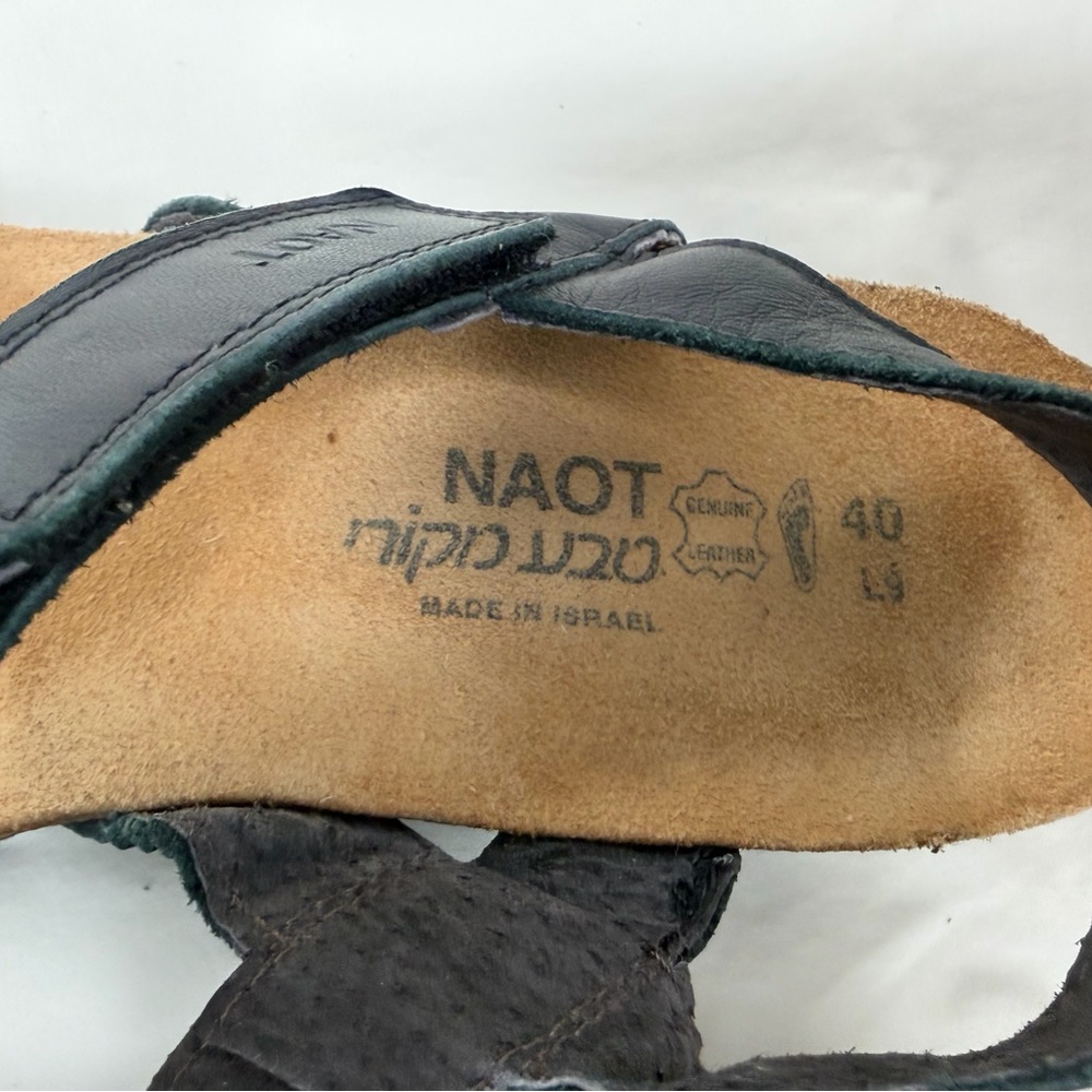 Naot Kayla Black Leather Cork Wedge Sandals Women’s EU 40 US 9 Made in Israel - Picture 3 of 9